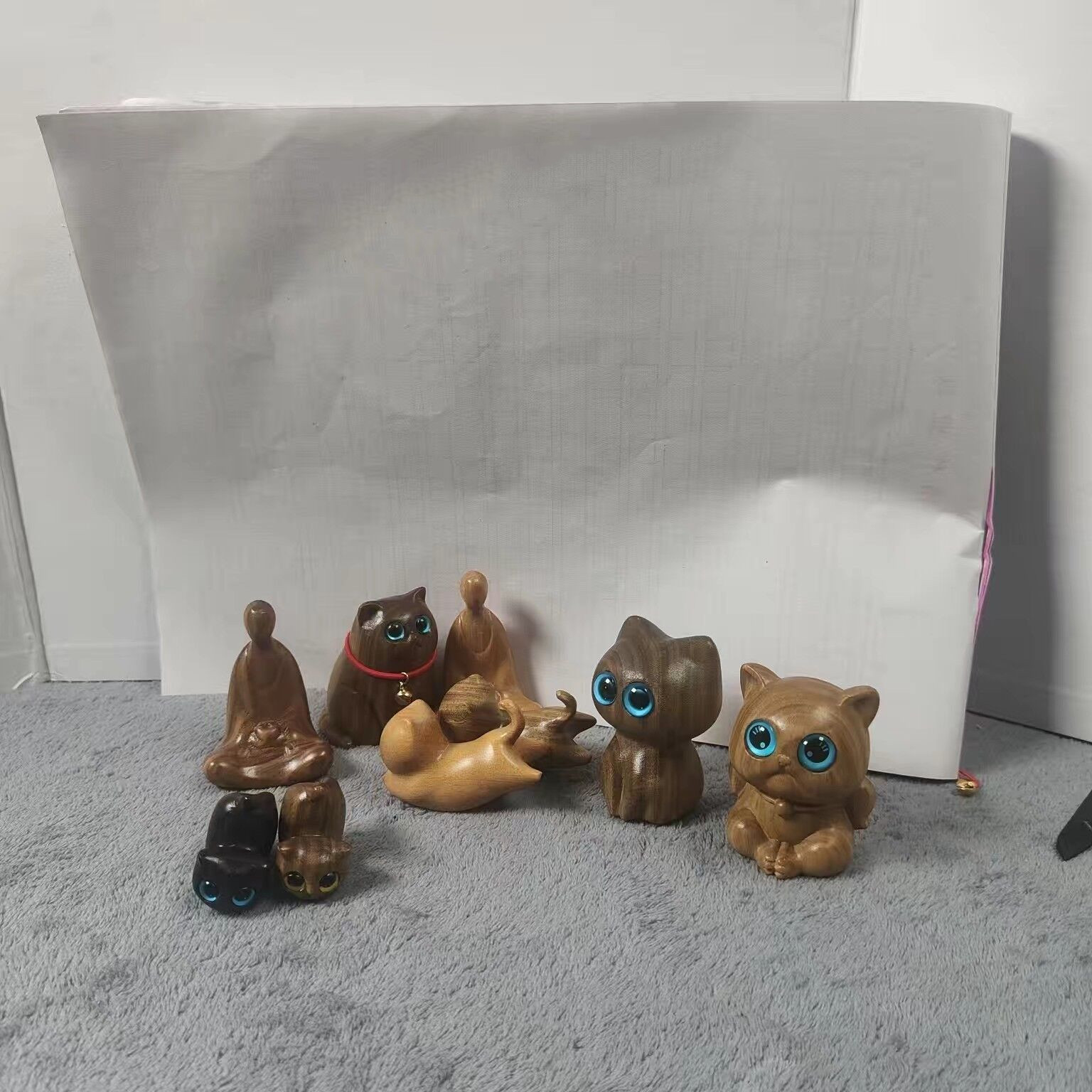 Sandalwood Kitten Ornaments Cute Hippo Mini Wooden Cat Play - Image 6
