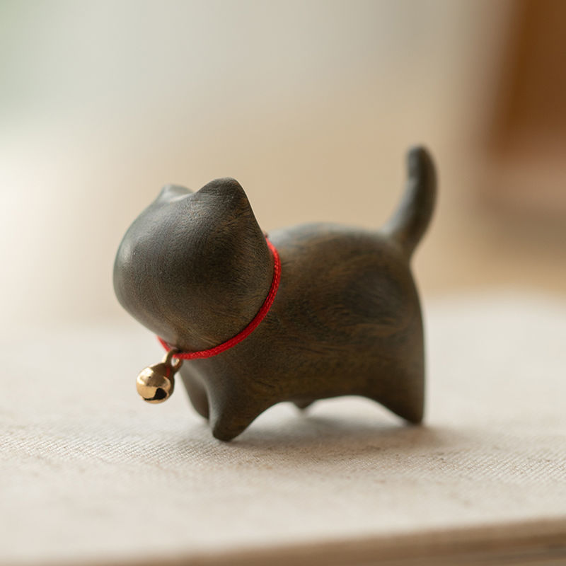 Sandalwood Kitten Ornaments Cute Hippo Mini Wooden Cat Play - Image 7