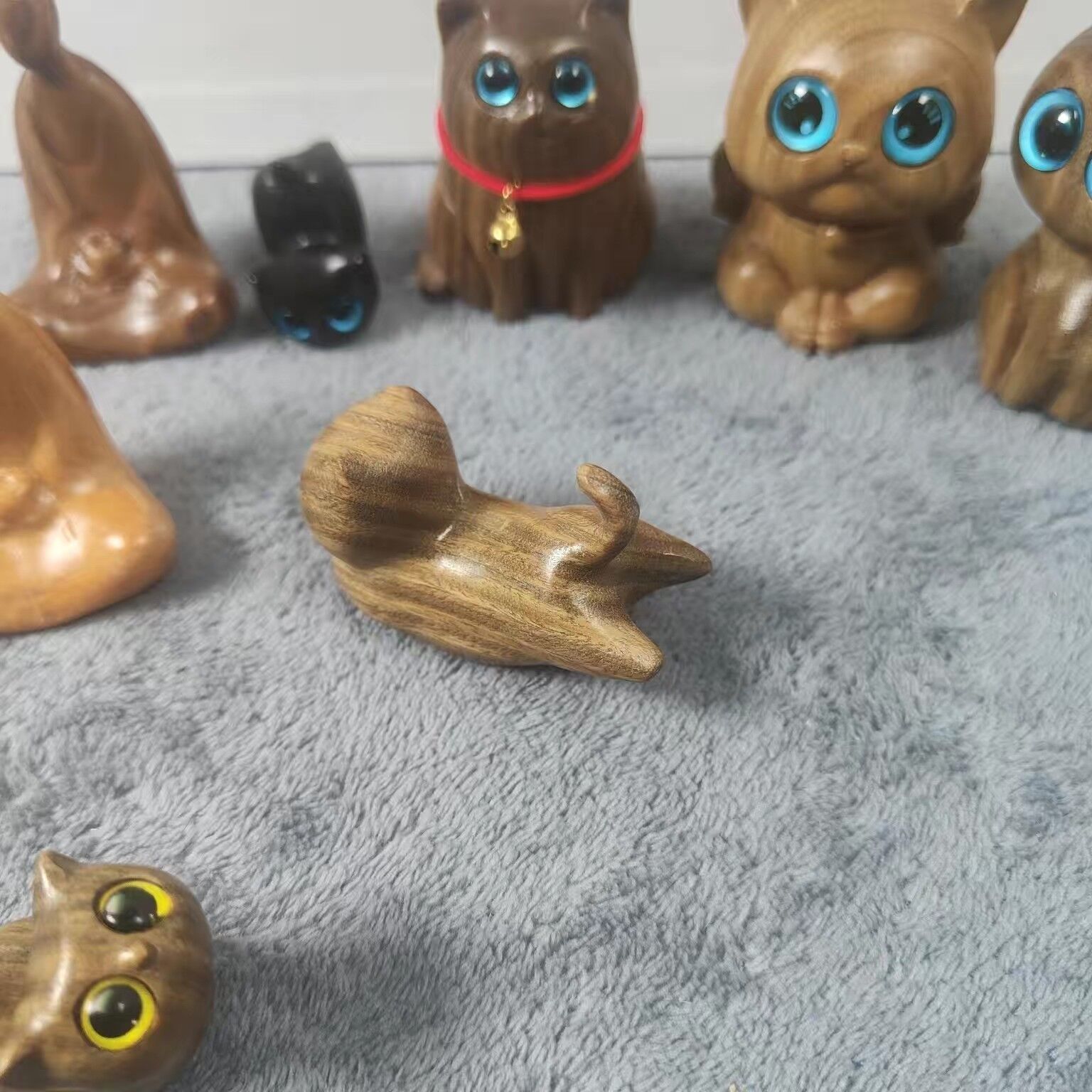 Sandalwood Kitten Ornaments Cute Hippo Mini Wooden Cat Play - Image 4