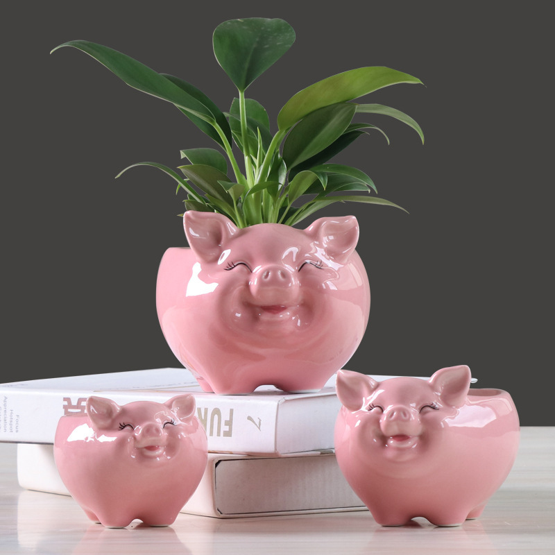 Simple Nordic Cartoon Animal Succulent Flower Pot Ceramic Decorative Ornaments - Image 5