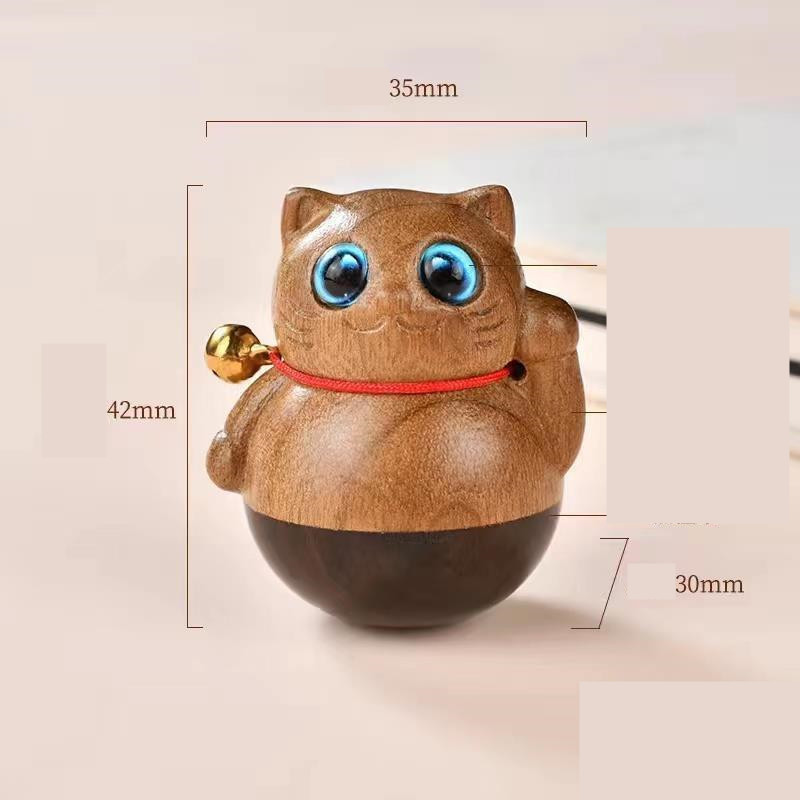 Sandalwood Kitten Ornaments Cute Hippo Mini Wooden Cat Play - Image 9
