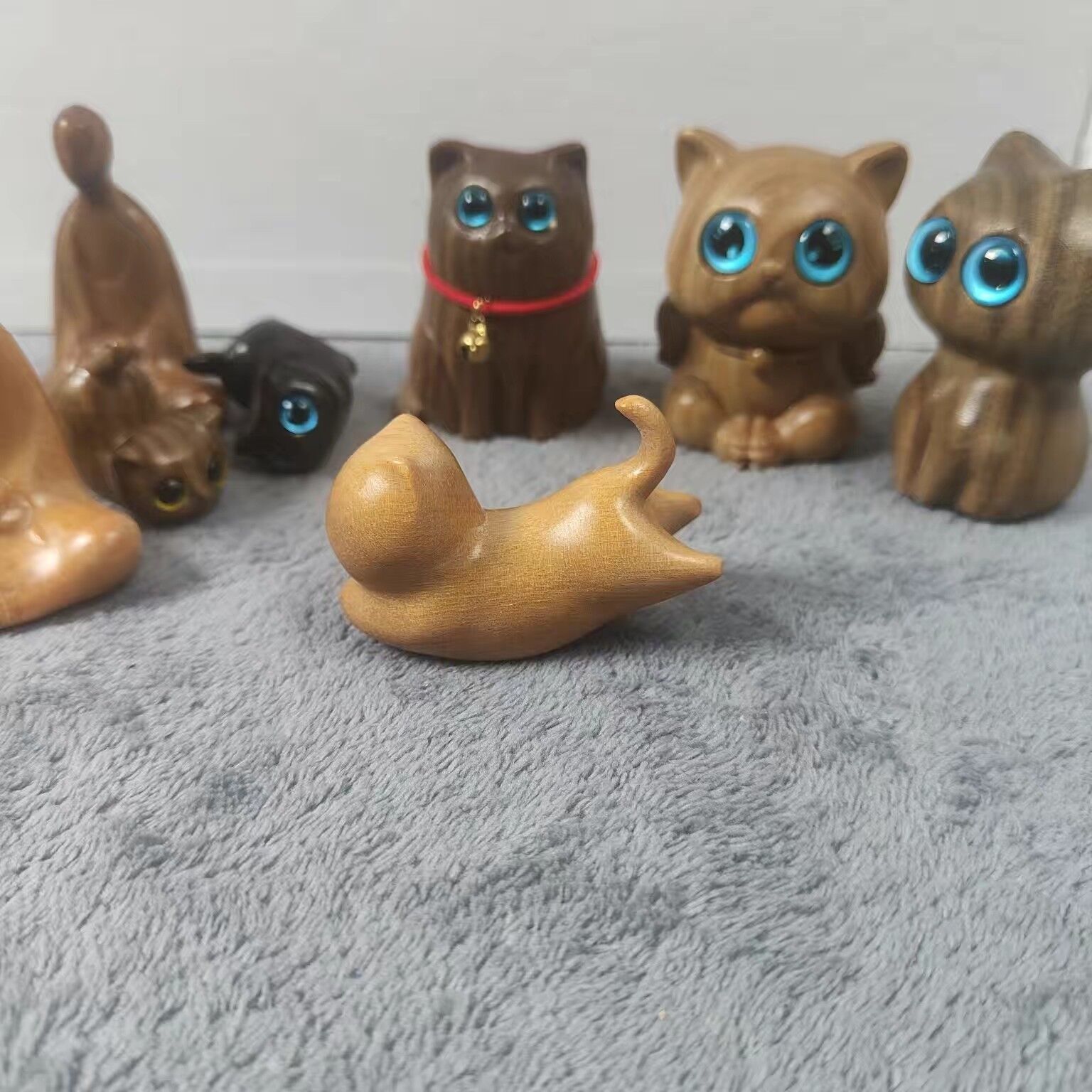 Sandalwood Kitten Ornaments Cute Hippo Mini Wooden Cat Play - Image 5