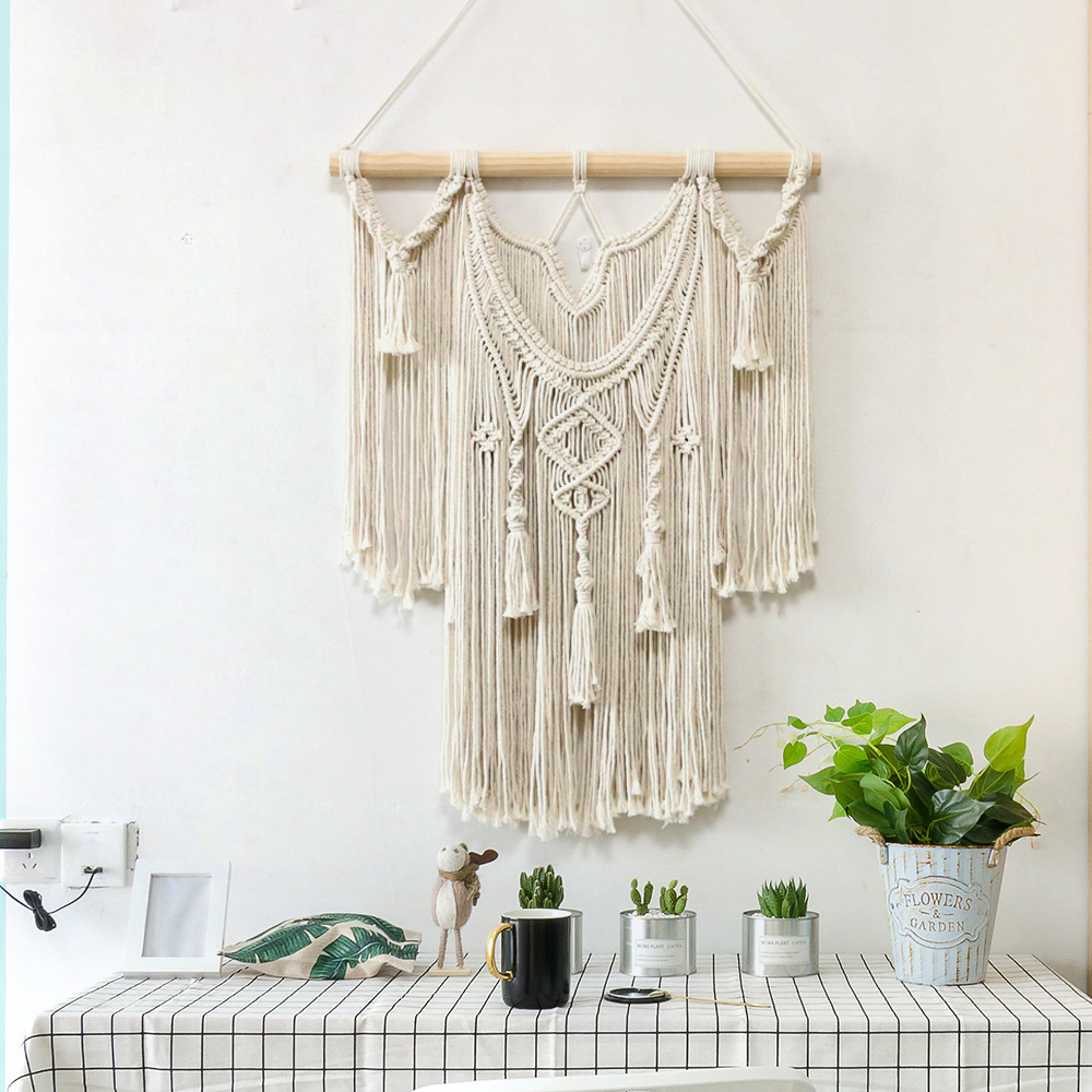 Room Decor Hand Woven Tapestry Wall Curtains With Bohemian Leaves - Image 3