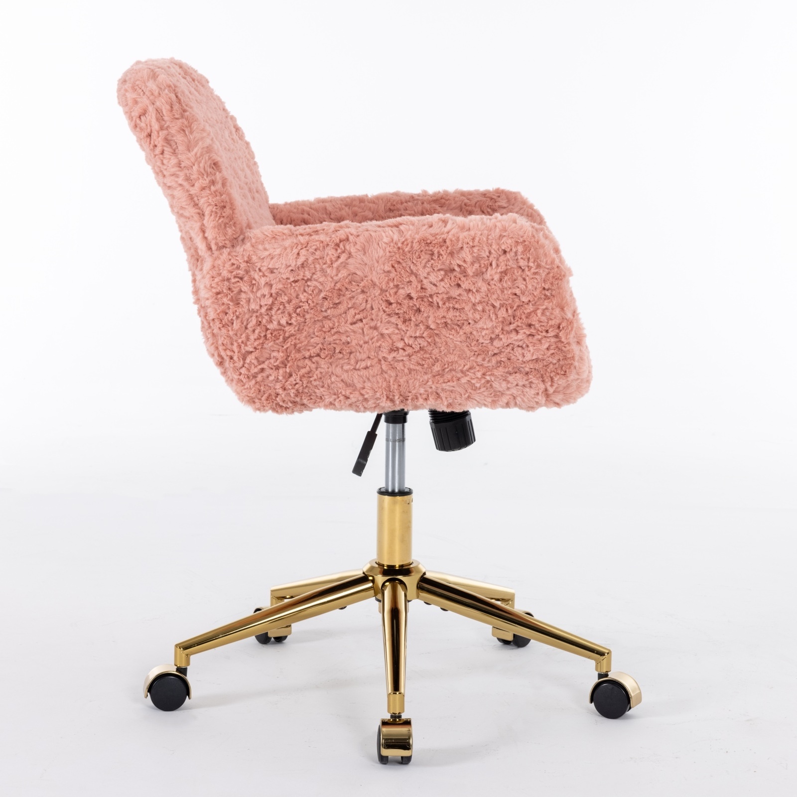 A&A Furniture Artificial Rabbit Hair Office Chair With Gold Base, Adjustable - Image 6