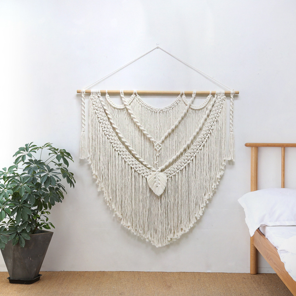 Room Decor Hand Woven Tapestry Wall Curtains With Bohemian Leaves - Image 2