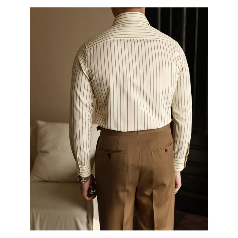 Men's Long Sleeve Fall Slim Fit Casual Striped Shirt - Image 7
