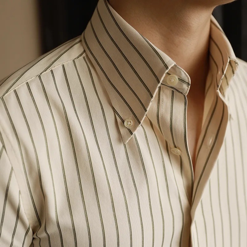 Men's Long Sleeve Fall Slim Fit Casual Striped Shirt - Image 3