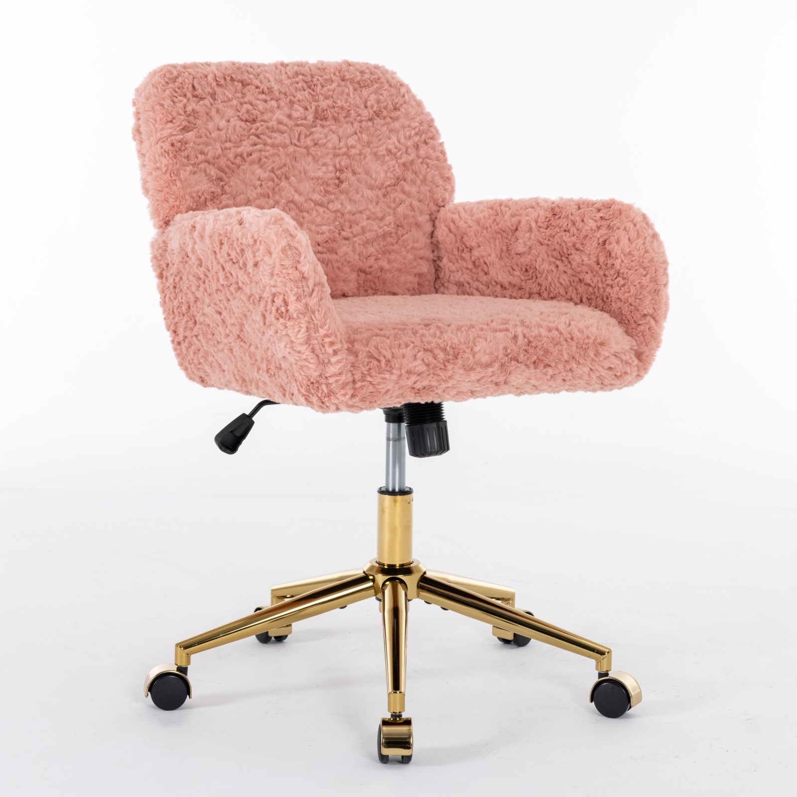 A&A Furniture Artificial Rabbit Hair Office Chair With Gold Base, Adjustable - Image 7