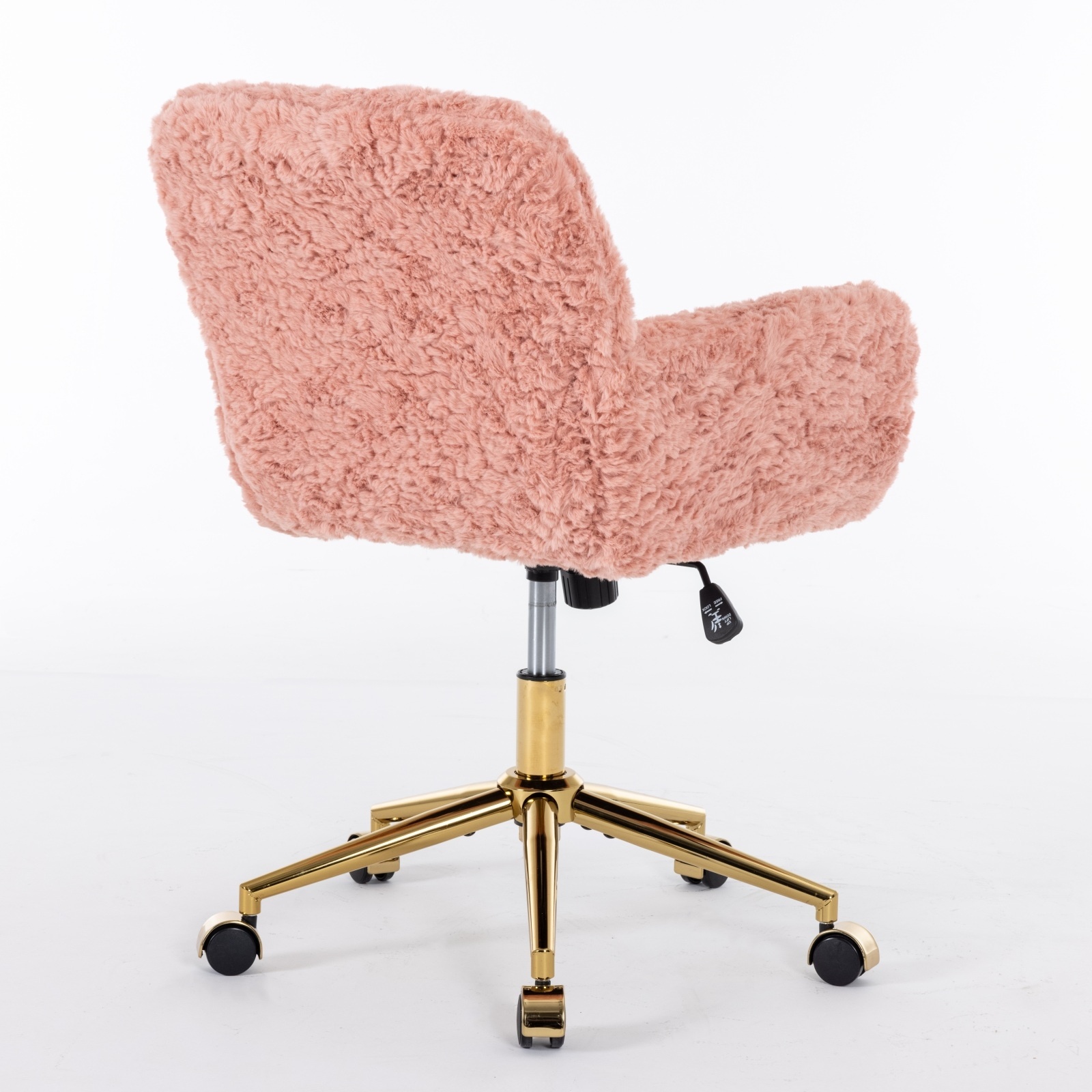 A&A Furniture Artificial Rabbit Hair Office Chair With Gold Base, Adjustable - Image 3