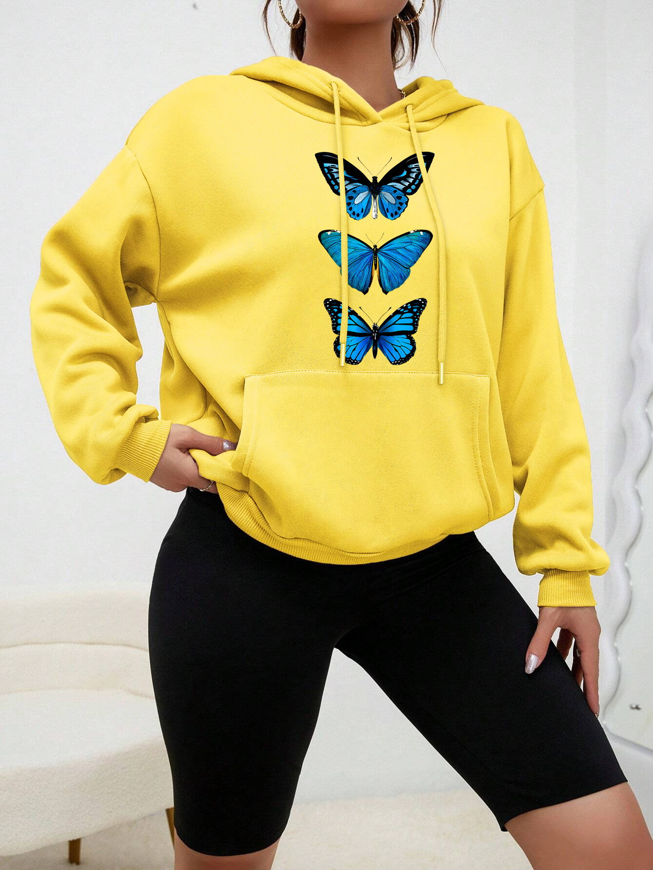 Sweet Hooded Long Sleeve Street Hipster Printed Pullover Sweatshirt - Image 9