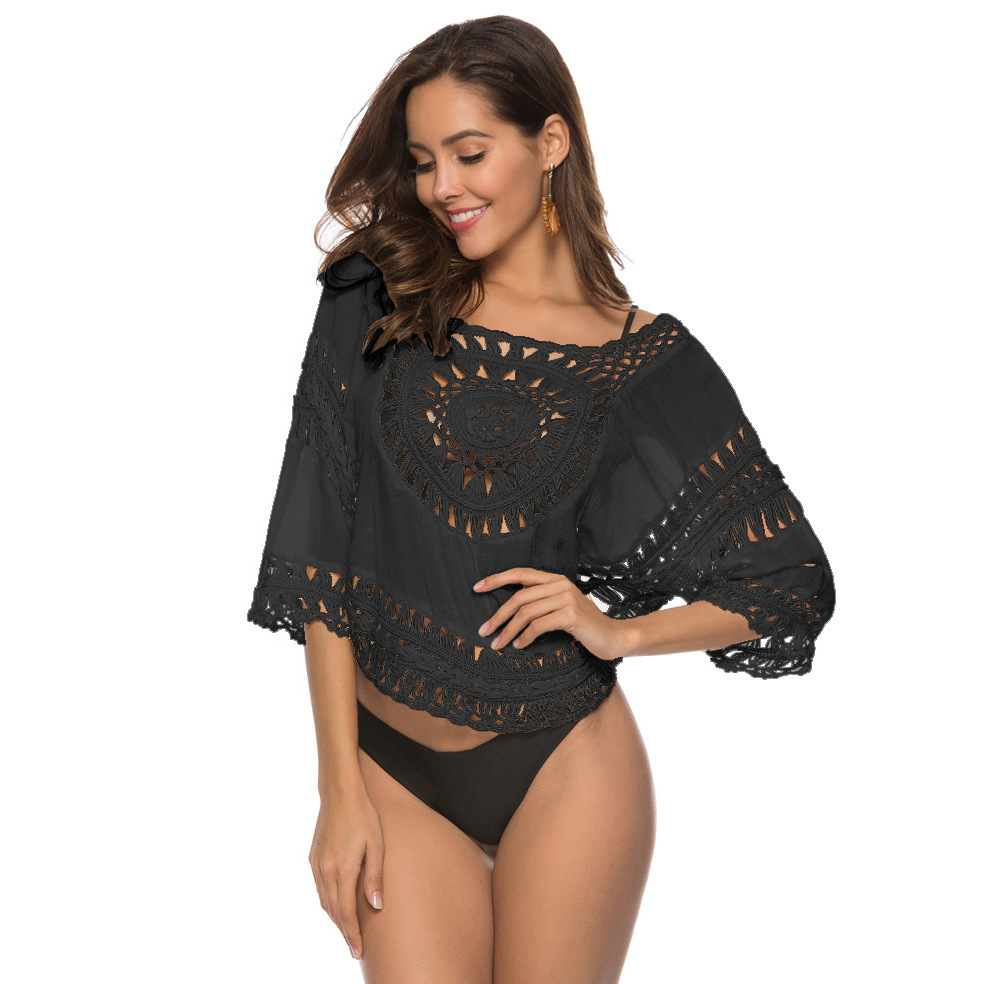 Semicircle Hand Crocheting Hemp Lace Cutout Amazon Beach Cover-up - Image 7