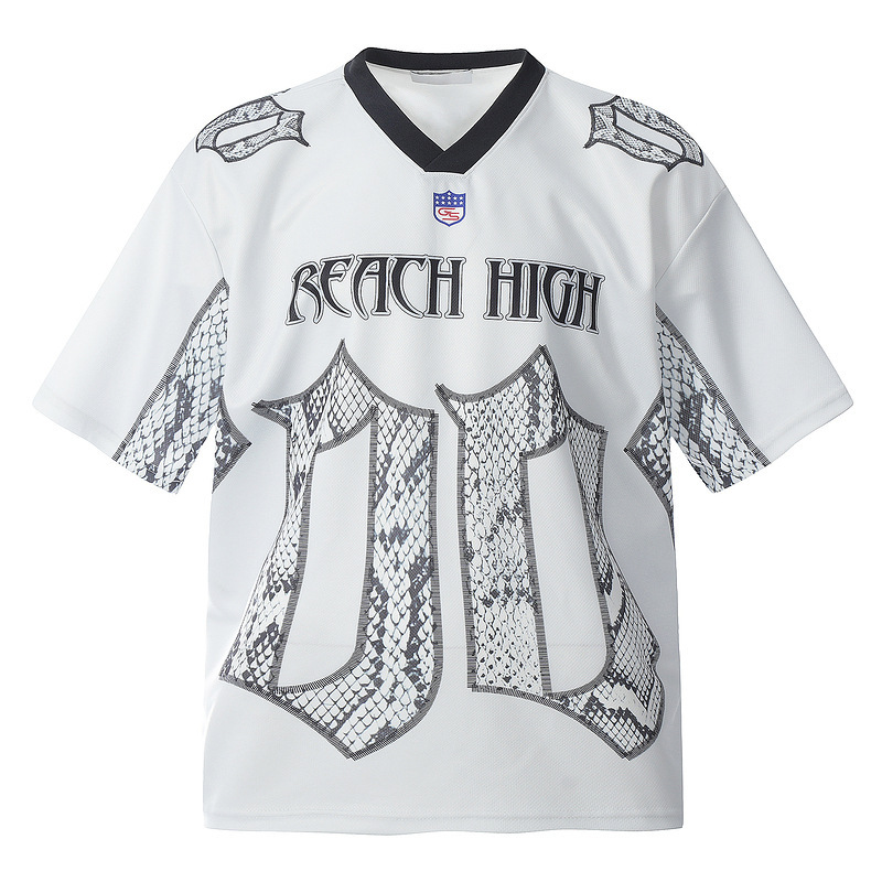 Snake Scale Design Mesh Jersey Short Sleeve T-shirt Loose - Image 2