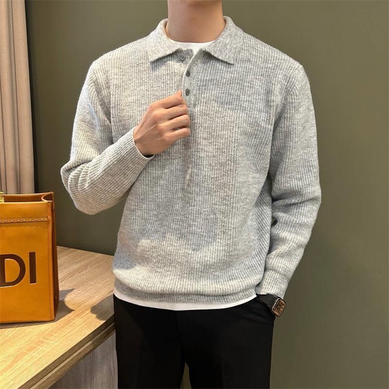 Lapel Knitwear Sweater Men's Business - Image 2