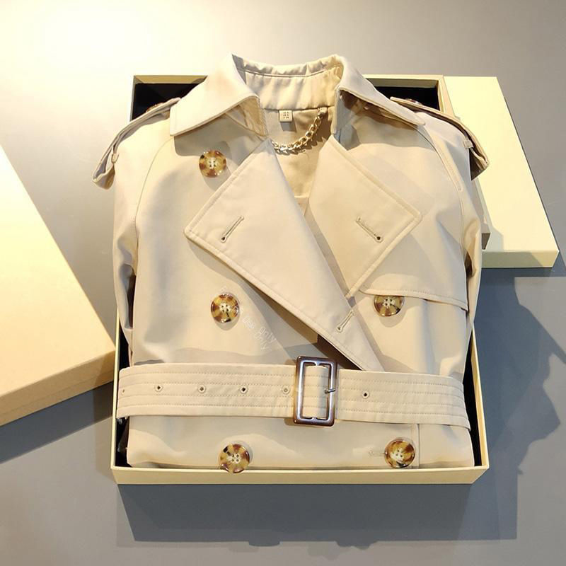 Front Shoulder Coat British Double Breasted Trench Coat - Image 4