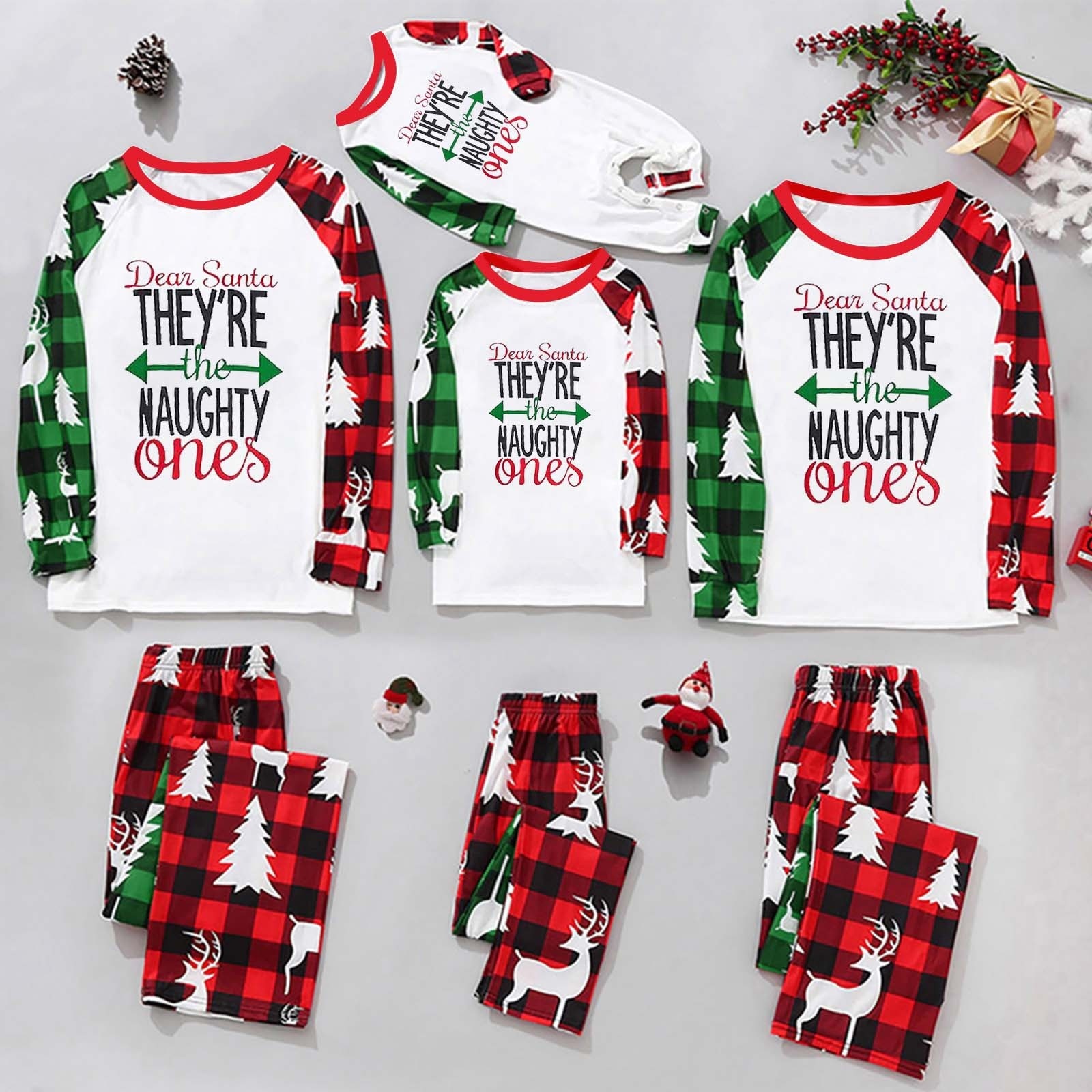 Parent-Child Christmas Homewear Suit Plaid Stitching Printing - Image 7