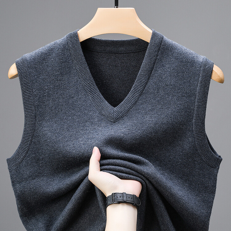 Wool Men's V-neck Middle-aged And Young Vest - Image 7