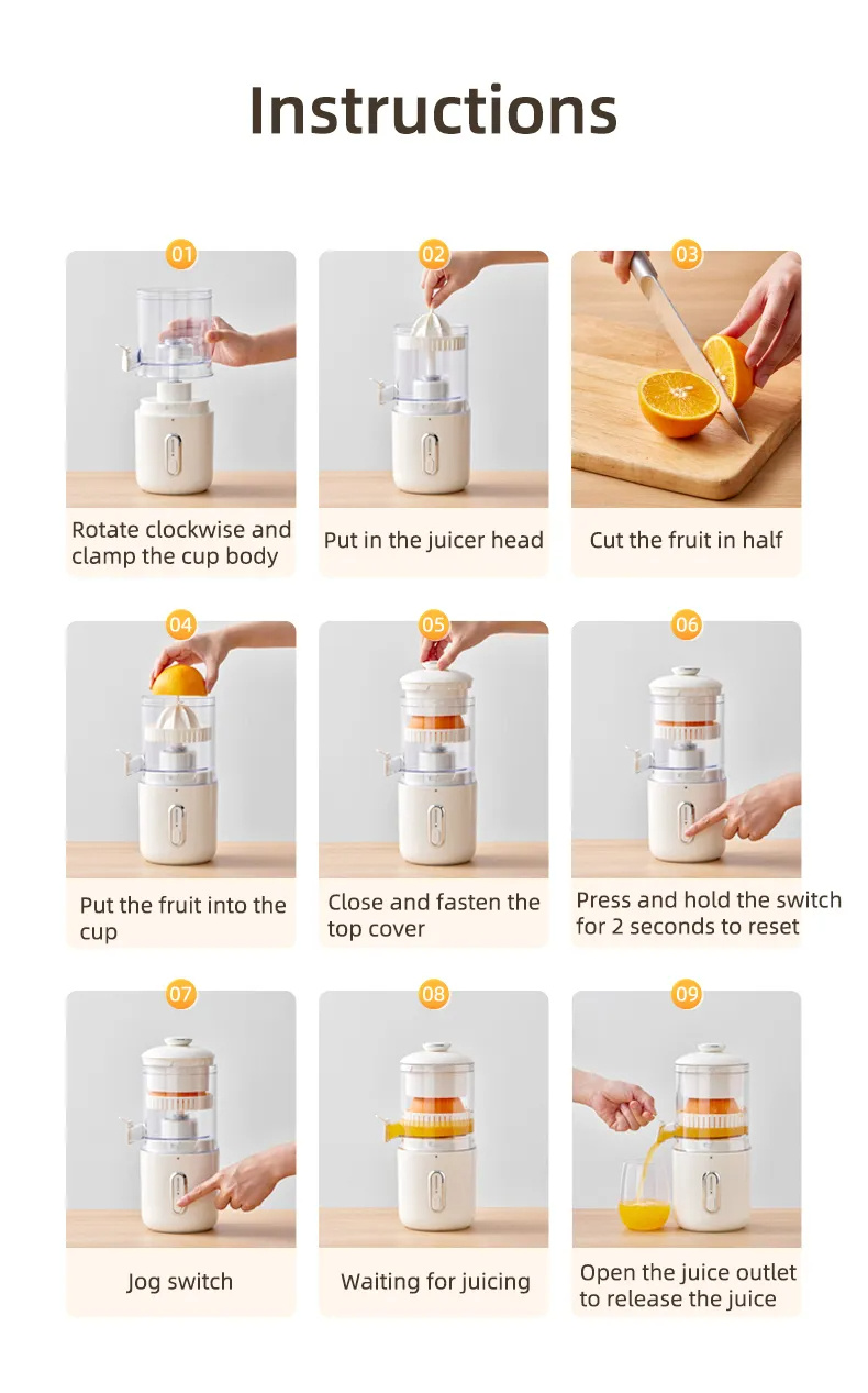 Multifunctional Wireless Electric Juicer Steel Orange Lemon Blender USB Portable Mini Fruit Squeezer Pressure Juicer Kitchen - Image 5