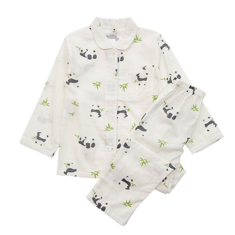 Spring And Summer All Cotton Gauze Cute Cartoon Long Sleeved Pajama Set For Boys And Girls - Image 8