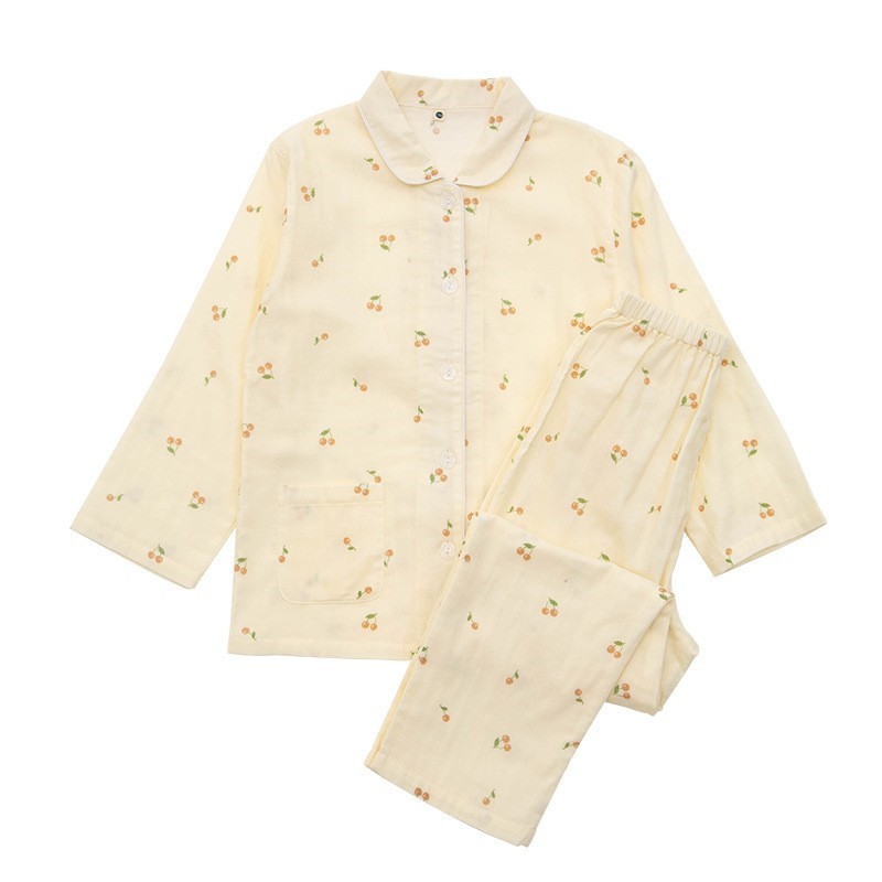 Spring And Summer All Cotton Gauze Cute Cartoon Long Sleeved Pajama Set For Boys And Girls - Image 4