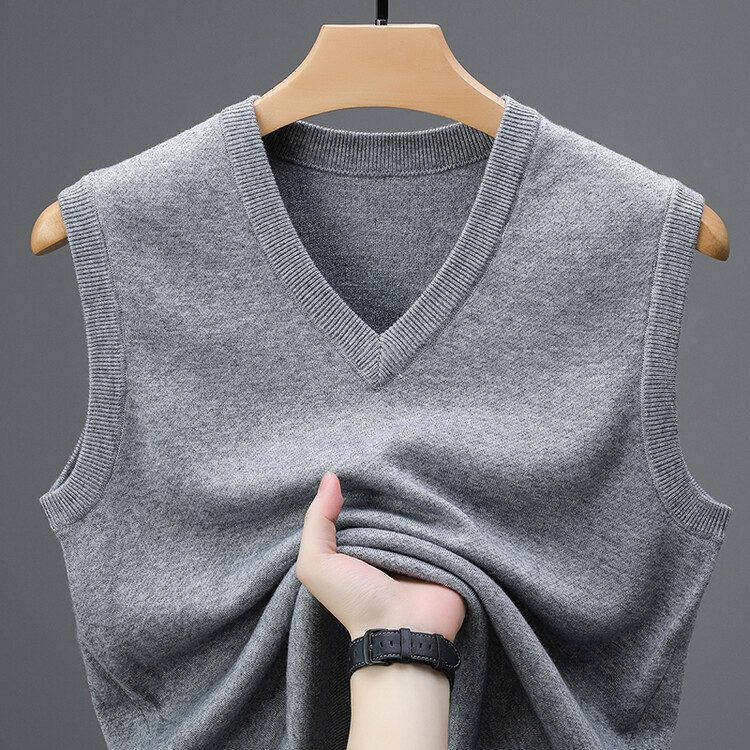 Wool Men's V-neck Middle-aged And Young Vest - Image 5