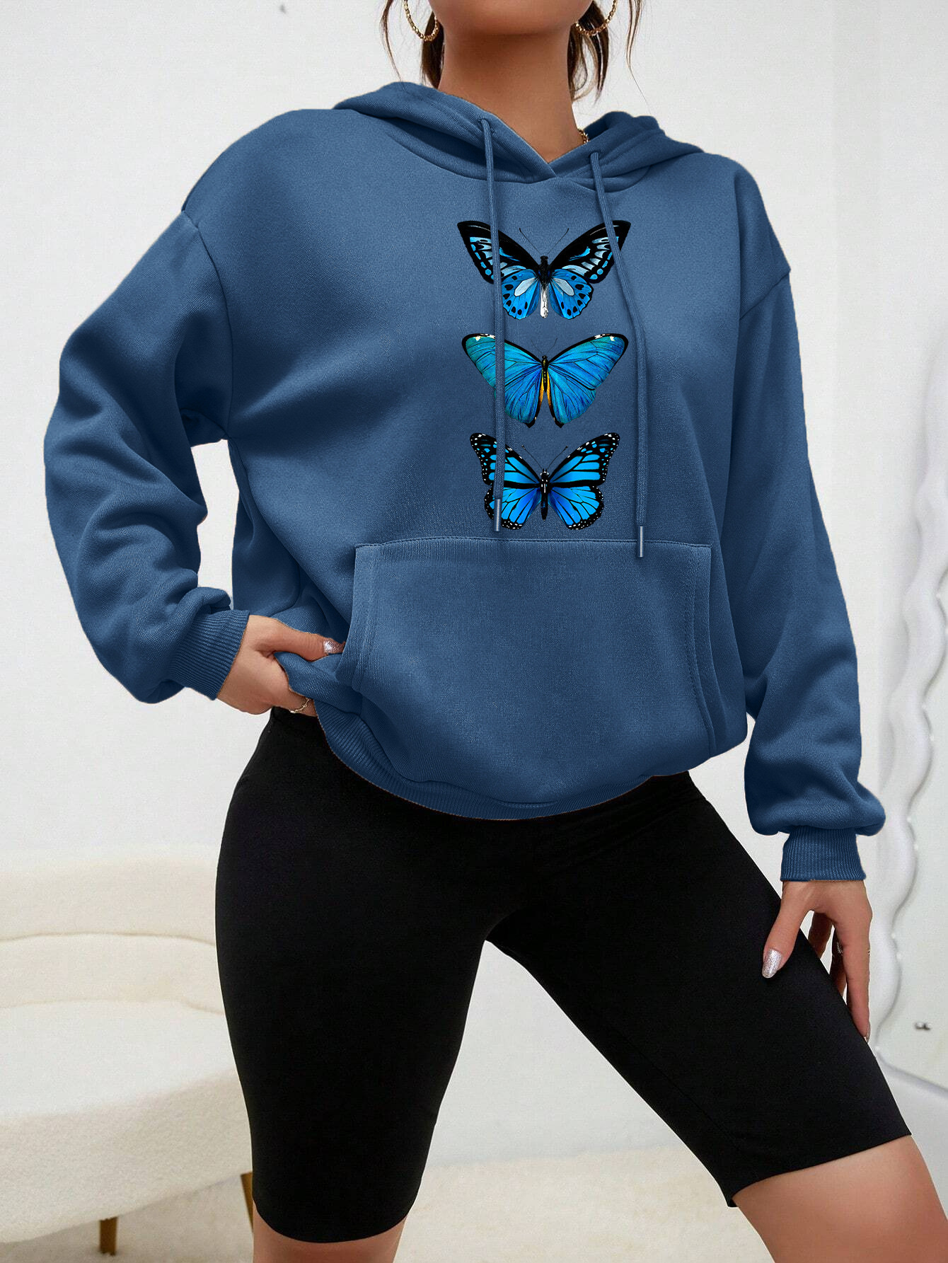 Sweet Hooded Long Sleeve Street Hipster Printed Pullover Sweatshirt - Image 10