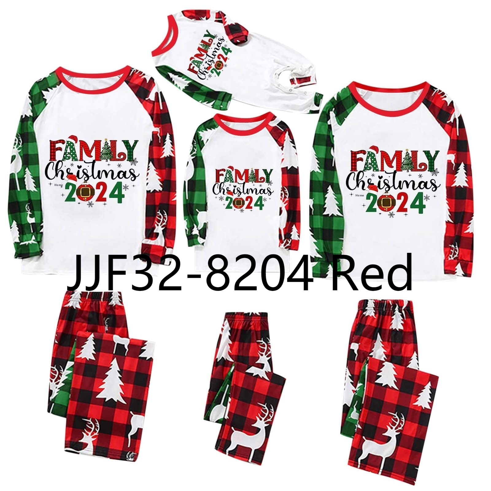Parent-Child Christmas Homewear Suit Plaid Stitching Printing - Image 6