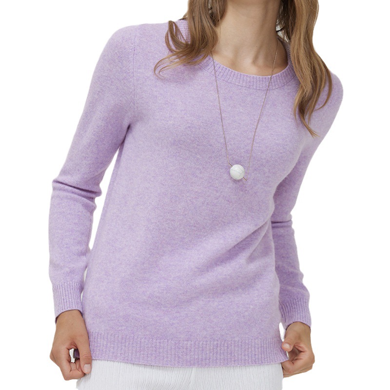 Round Neck Pure Wool Women's Long Sleeve Pullover Loose Sweater - Image 6