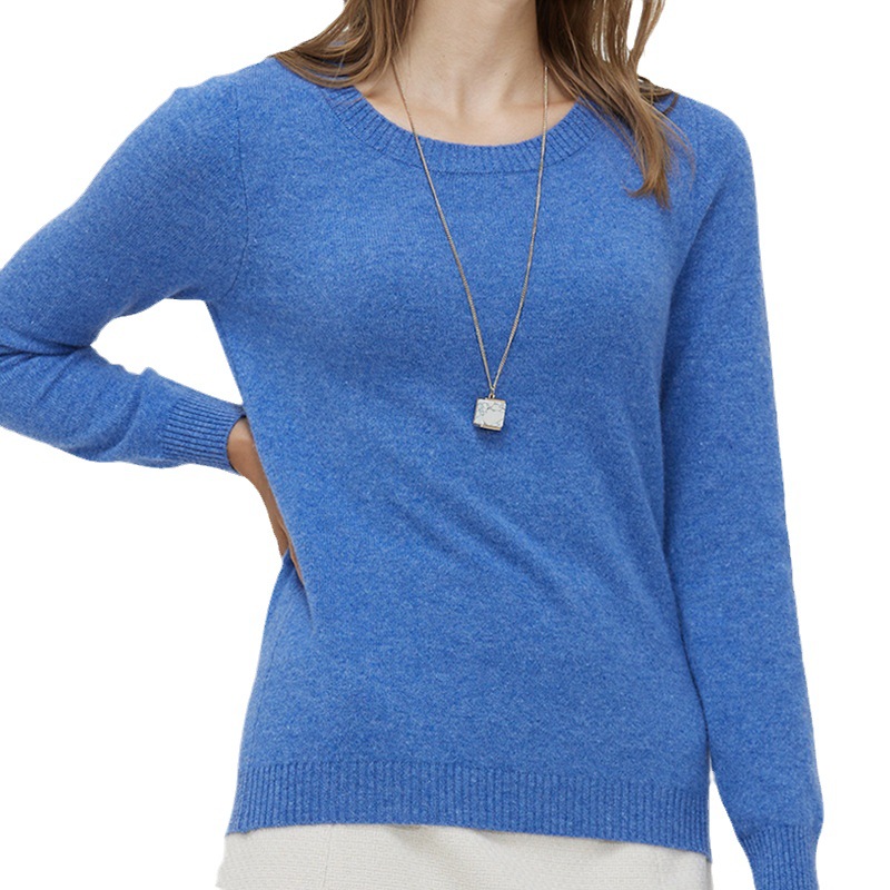 Round Neck Pure Wool Women's Long Sleeve Pullover Loose Sweater - Image 4