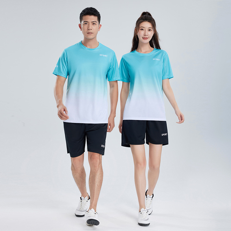 Workout Short Sleeve T-shirt Quick-drying Clothes Running Loose Casual Gradient Sports Suit - Image 5