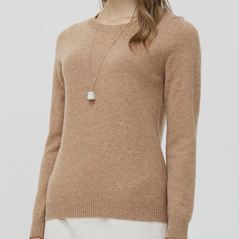 Round Neck Pure Wool Women's Long Sleeve Pullover Loose Sweater - Image 9