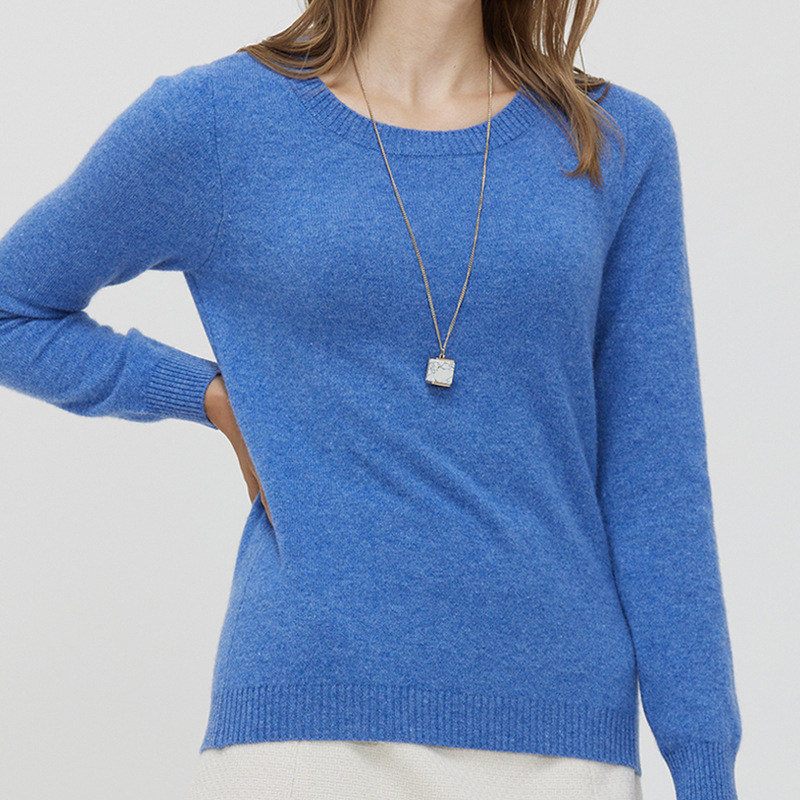 Round Neck Pure Wool Women's Long Sleeve Pullover Loose Sweater - Image 3