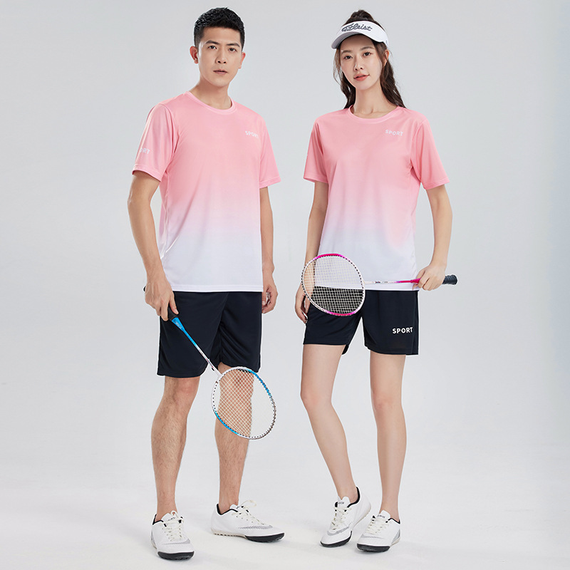 Workout Short Sleeve T-shirt Quick-drying Clothes Running Loose Casual Gradient Sports Suit - Image 4