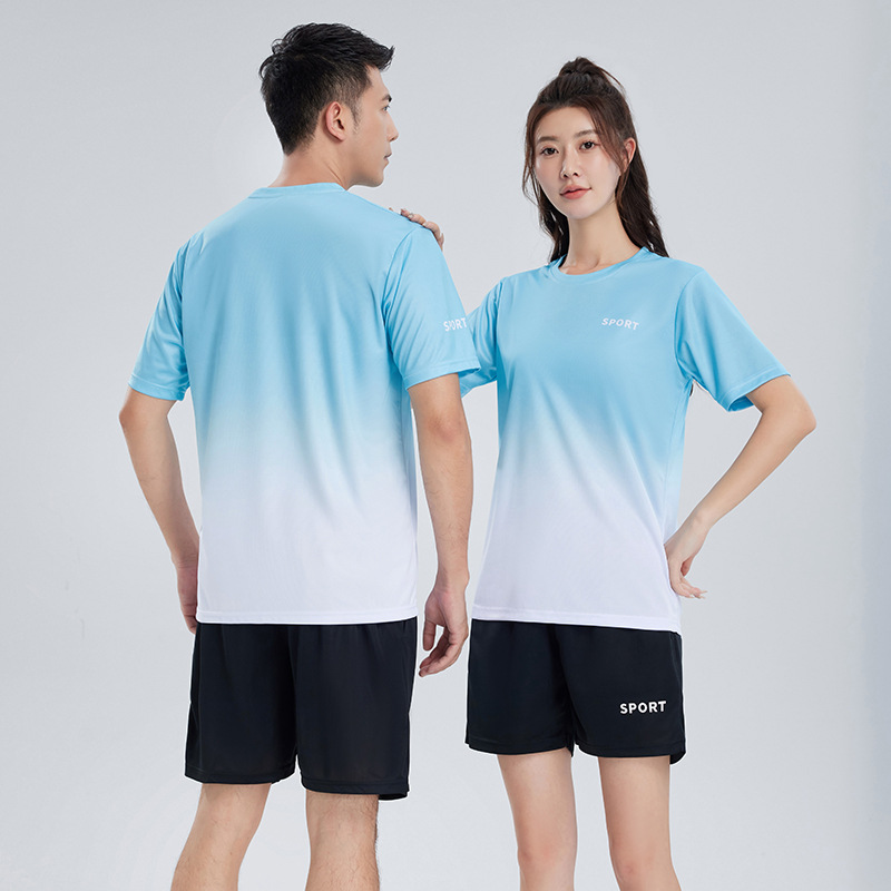 Workout Short Sleeve T-shirt Quick-drying Clothes Running Loose Casual Gradient Sports Suit - Image 3