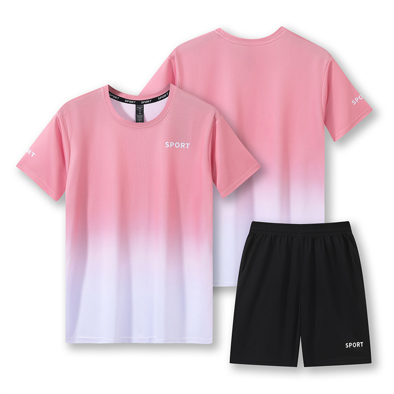 Workout Short Sleeve T-shirt Quick-drying Clothes Running Loose Casual Gradient Sports Suit - Image 7