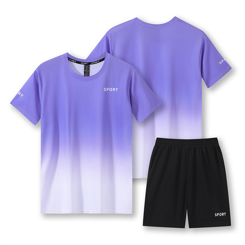 Workout Short Sleeve T-shirt Quick-drying Clothes Running Loose Casual Gradient Sports Suit - Image 9