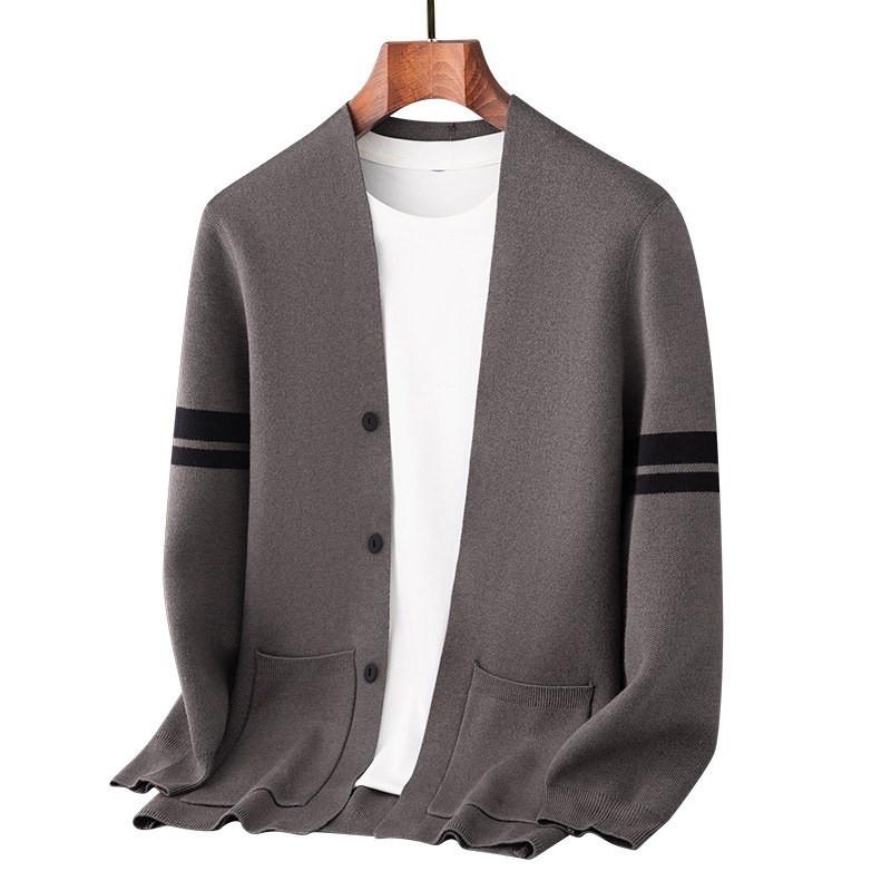 Fall Winter Men Long-sleeved Sweater Coat Thickened Blended Jacquard - Image 3