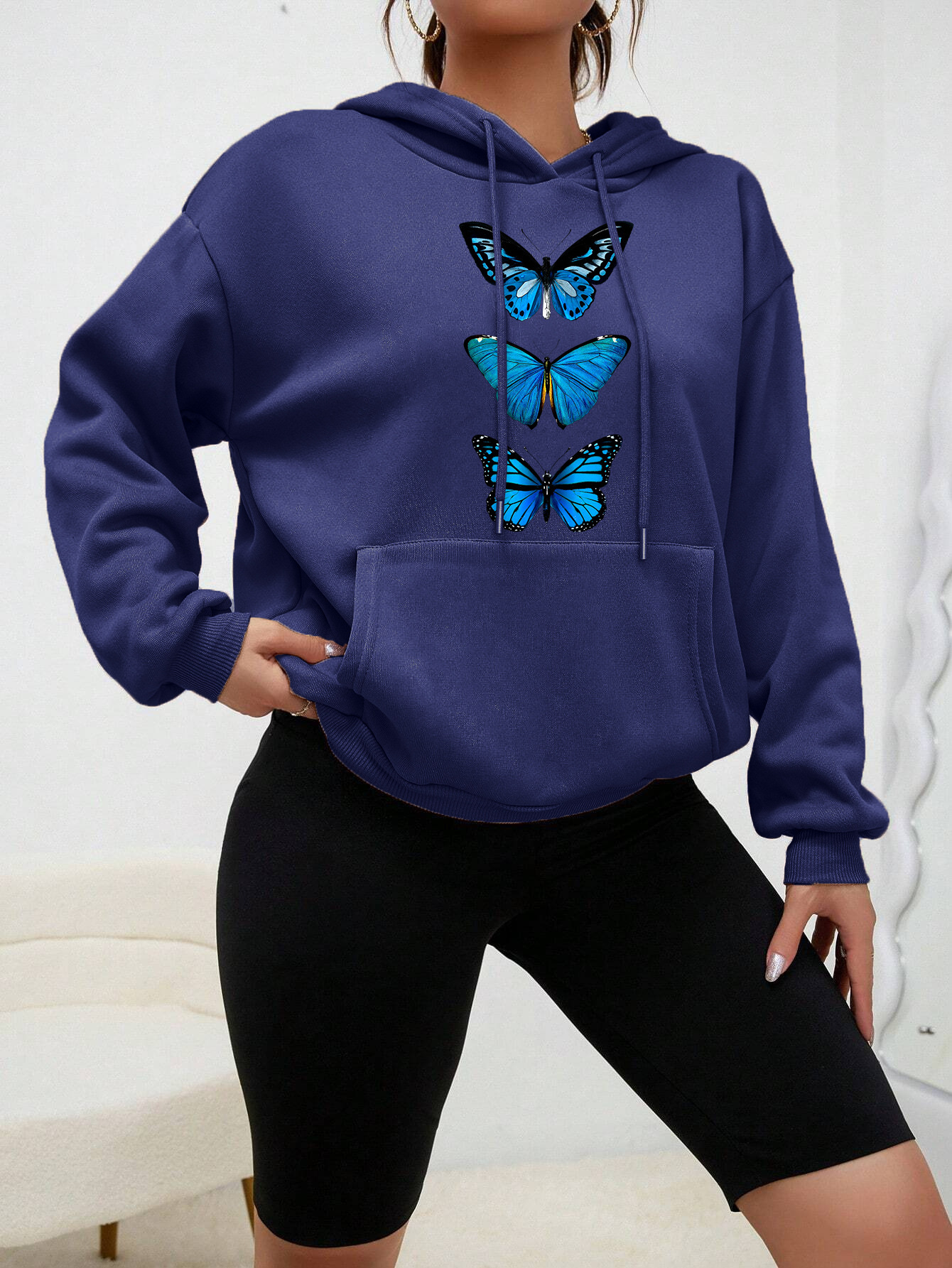Sweet Hooded Long Sleeve Street Hipster Printed Pullover Sweatshirt - Image 6