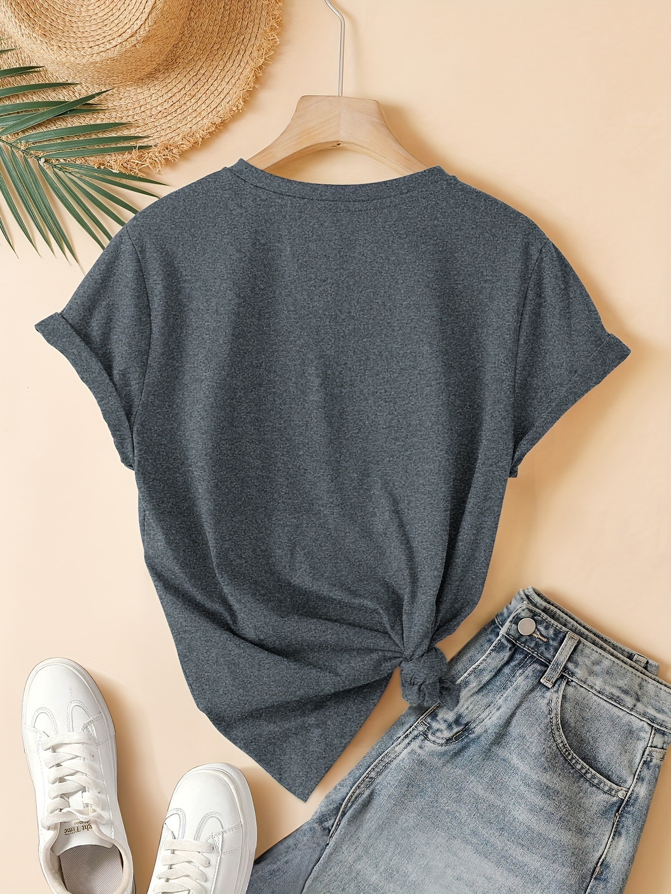 Three Heart Printing Summer Casual Sports Style Round Neck Women's Short Sleeve T-shirt - Image 4