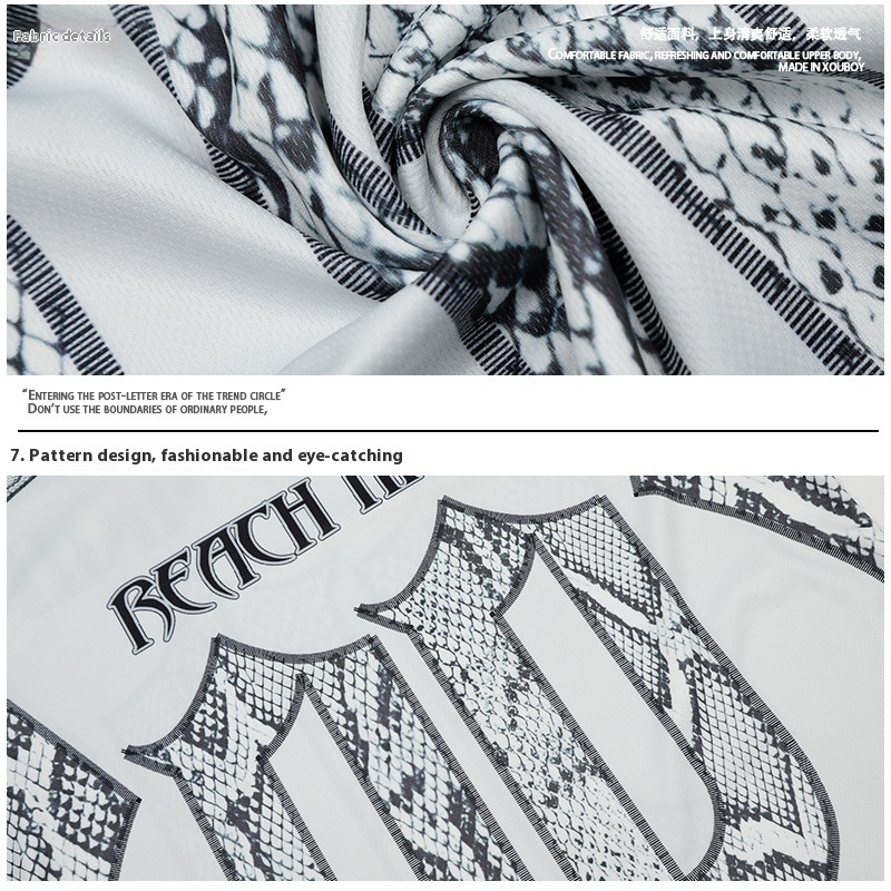Snake Scale Design Mesh Jersey Short Sleeve T-shirt Loose - Image 3