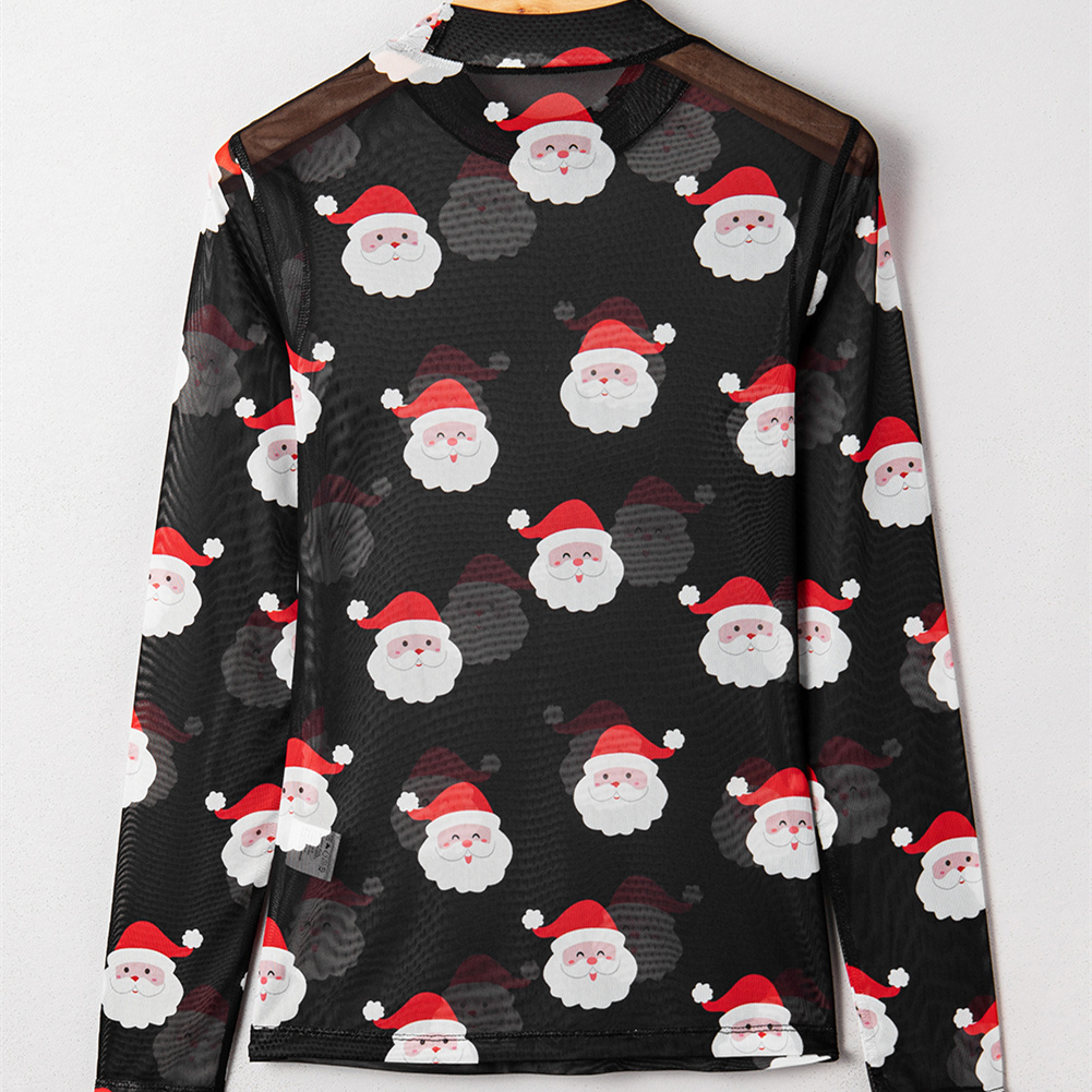 Women's Casual Printed Hollow Mesh T-shirt Top - Image 4