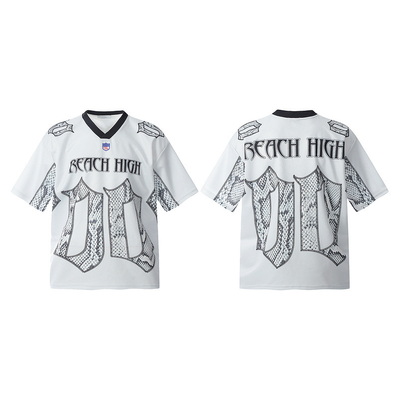 Snake Scale Design Mesh Jersey Short Sleeve T-shirt Loose - Image 4